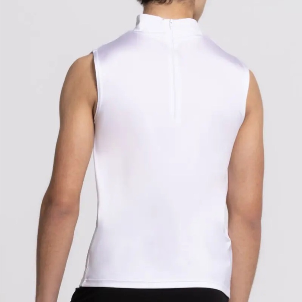Weissman’s White Sleeveless Mock Neck Dance Top style SH12430 size LA.